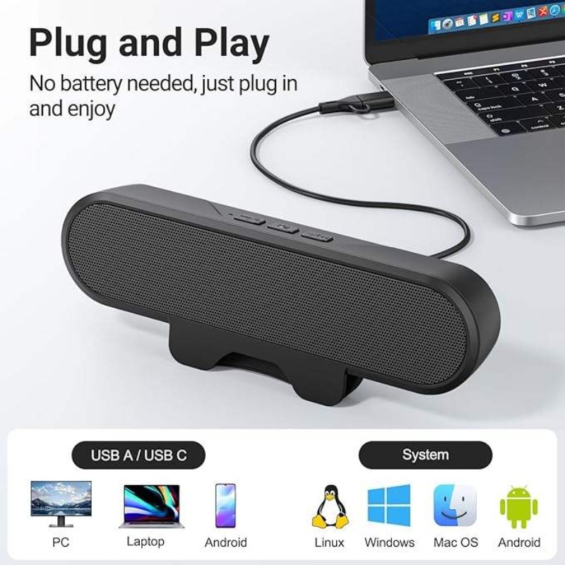 Audio Music Online - Barra de som usb portátil com